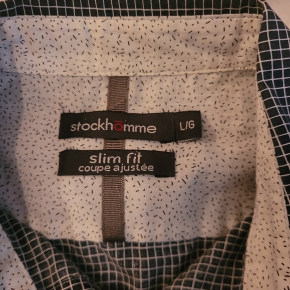 Stockhomme Blue And White Square Check Patterned Shirt L - Picture 4 of 4